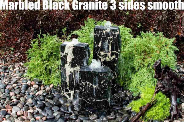marbled black granite 3 sides smooth