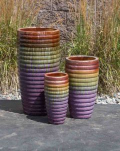 tivoli small brown tan purple bleed triple vase fountain