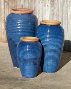 tuscany short ribbed blue vase fountain