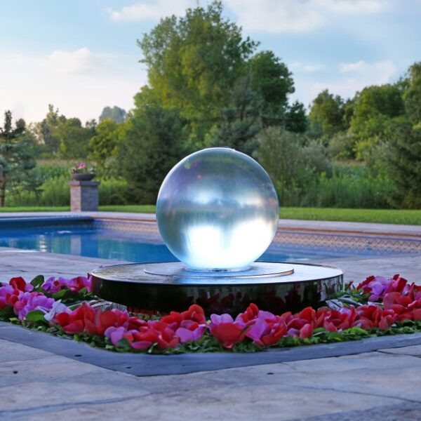 Crystal Sphere Fountain Poolside